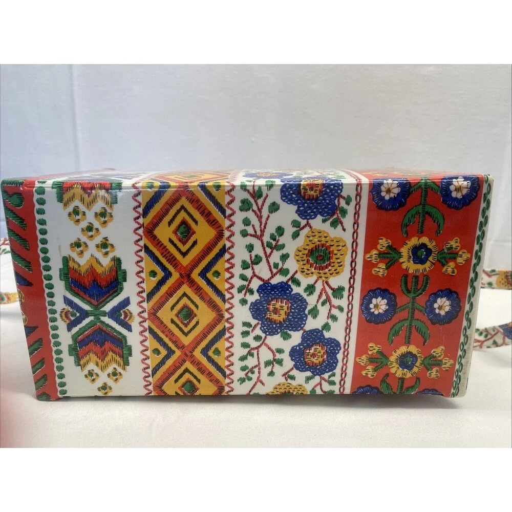 Vintage Boho Large Diaper Bag Patterned Box Retro Multicolor Crossbody Tote